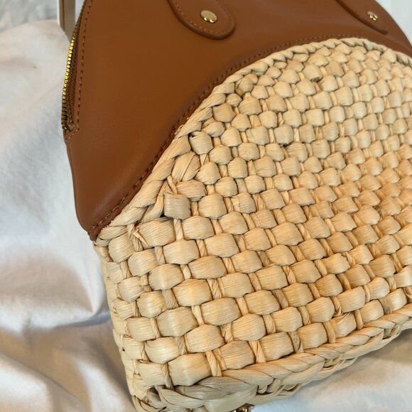 Talbots Cream and Tan Satchel with Woven Texture - Picture 7 of 12